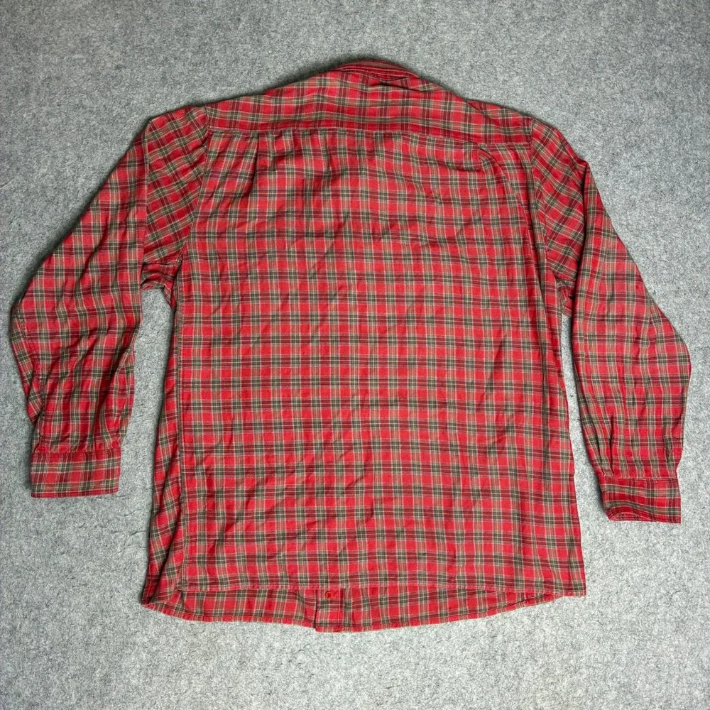 The North Face Mens Size XL Red Grey Plaid Long Sleeve Button Down Flannel Shirt